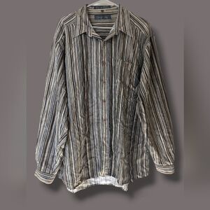 Axis Men's 100% Silk Button-Up Striped Shirt Workwear Office